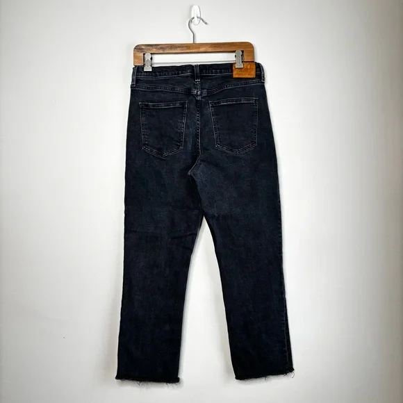 Denim Forum The Arlo High Rise Straight Jean Raw Hem Faded Black Size 30 26L - Picture 6 of 11